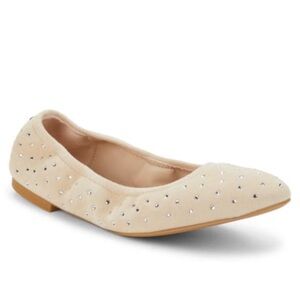 Stuart Weitzman Bling Embellished Suede Ballet Flats Size 8